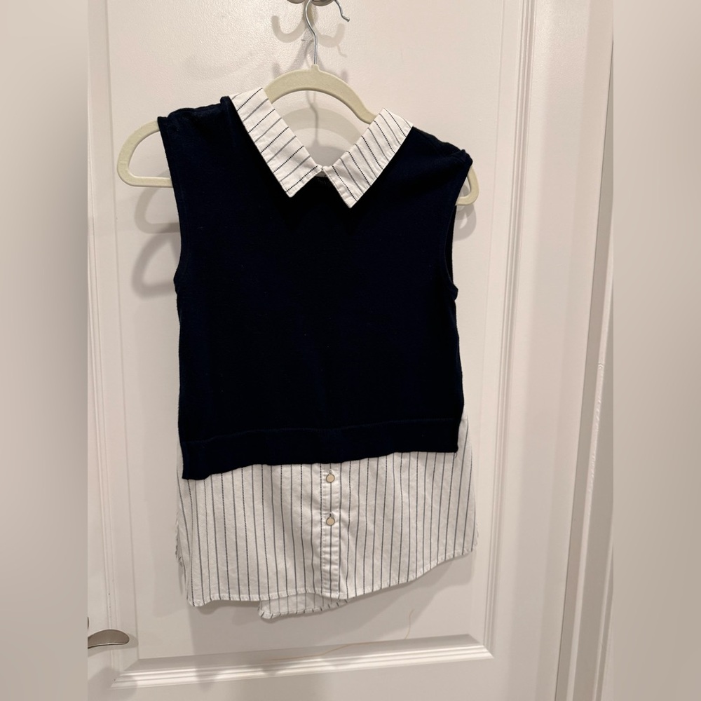 Navy and White Button Down Shirt